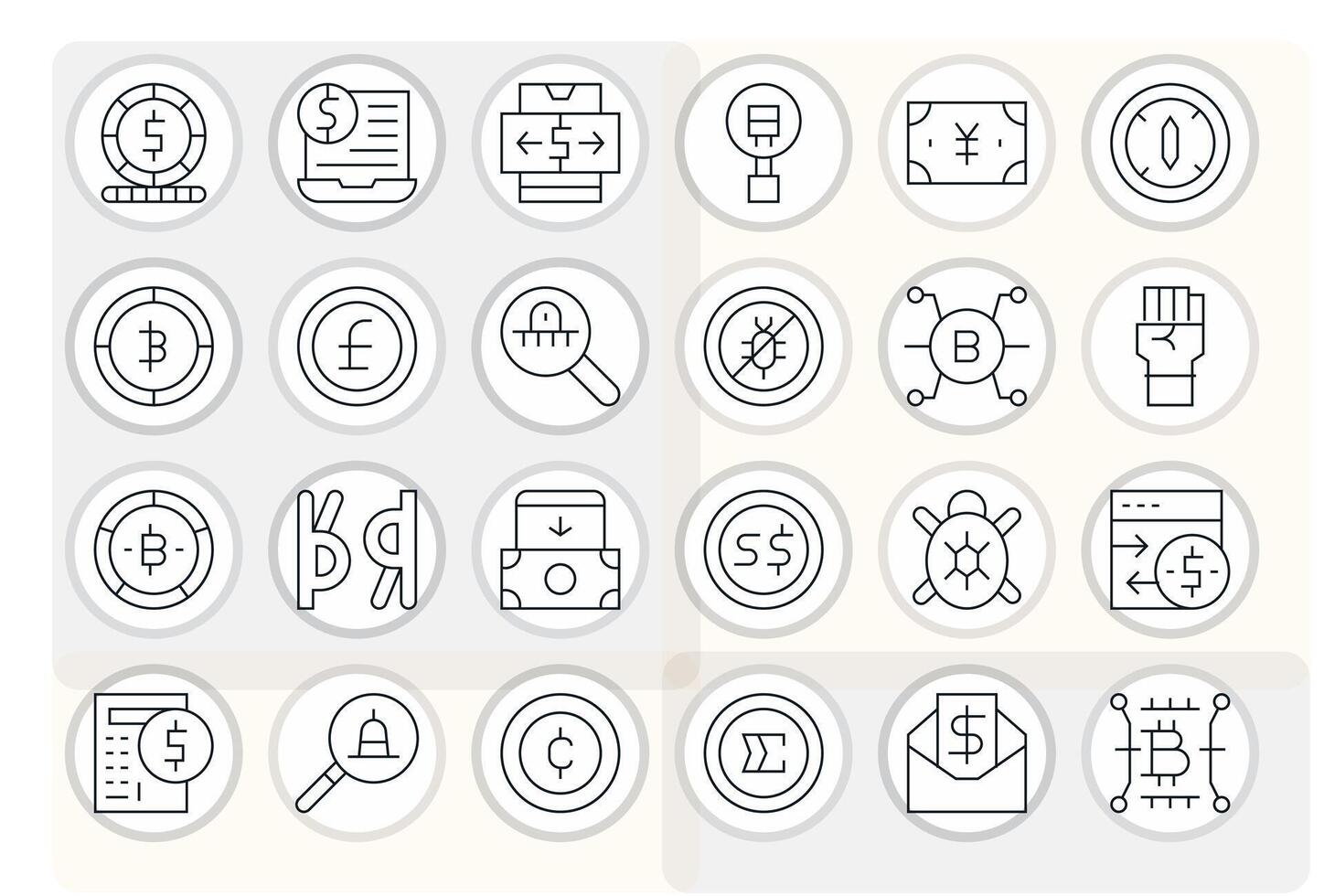 Digital Currency Graphics Pack including 24 Thin Line High Resolution Display Perfect Icons vector
