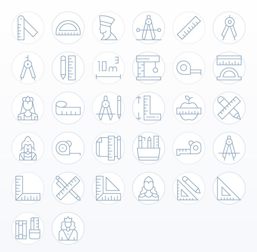 Ruler Icon Collection with 32 High Resolution Thin Line Designs vector