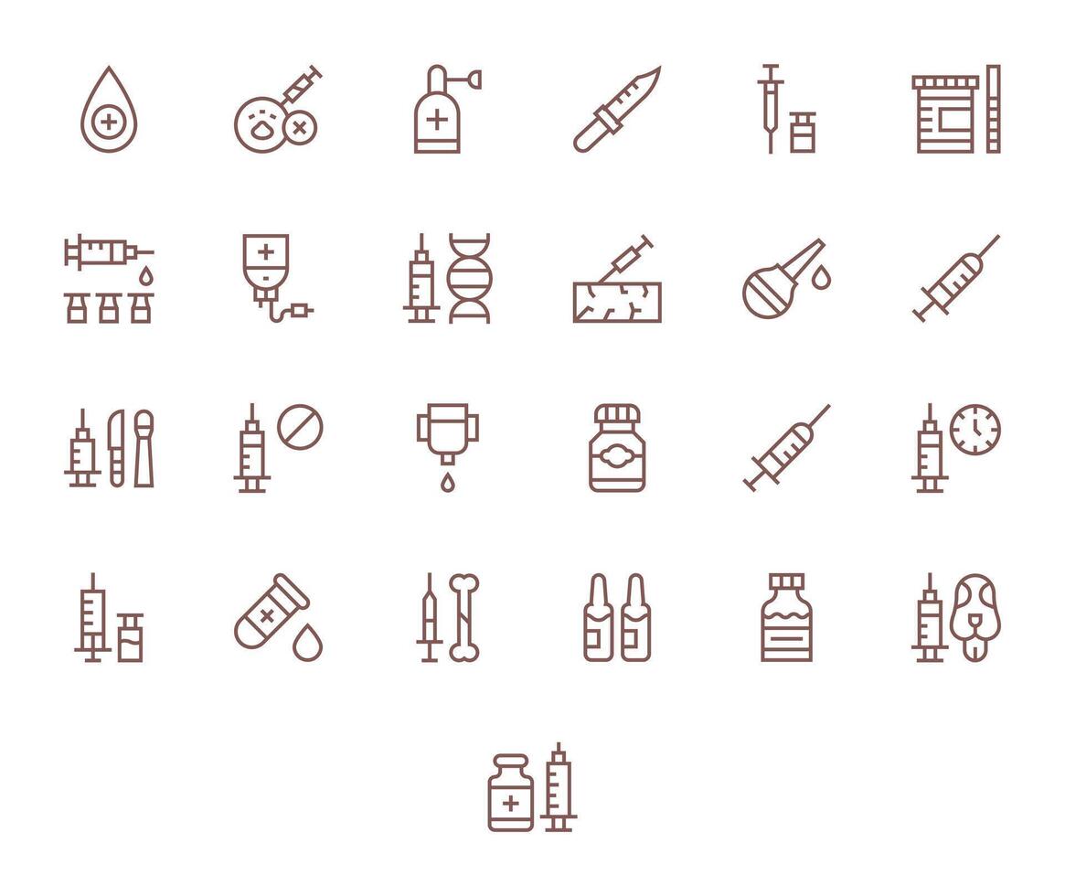 25 Regular Line Pixel Aligned Vectors for Injection Theme