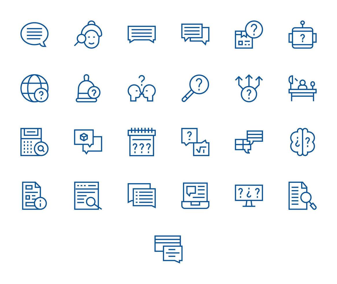 25 Regular Line Pixel Optimized Icons for Query Graphics vector