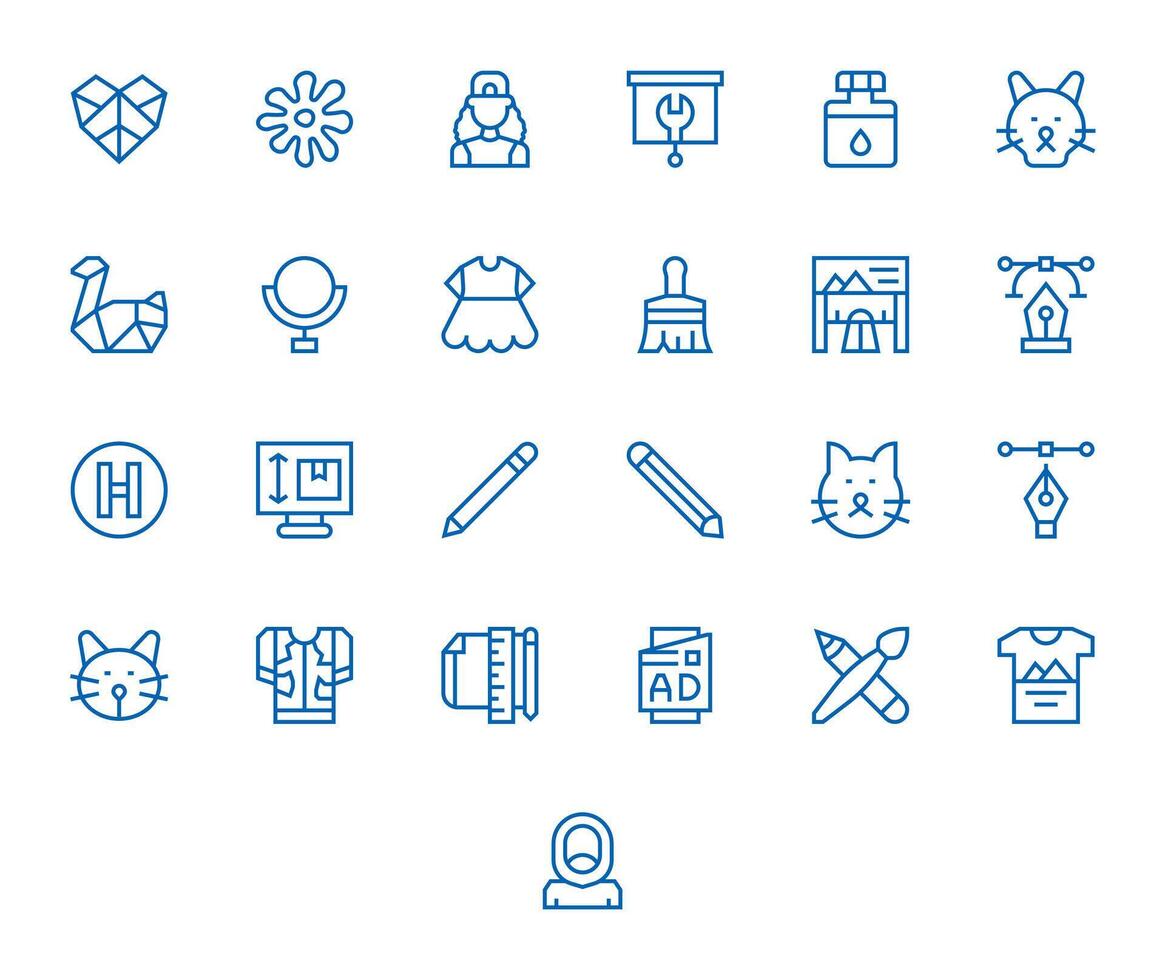 25 Display Perfect Icons themed around Graphic Design in 128x128 Regular Line format vector