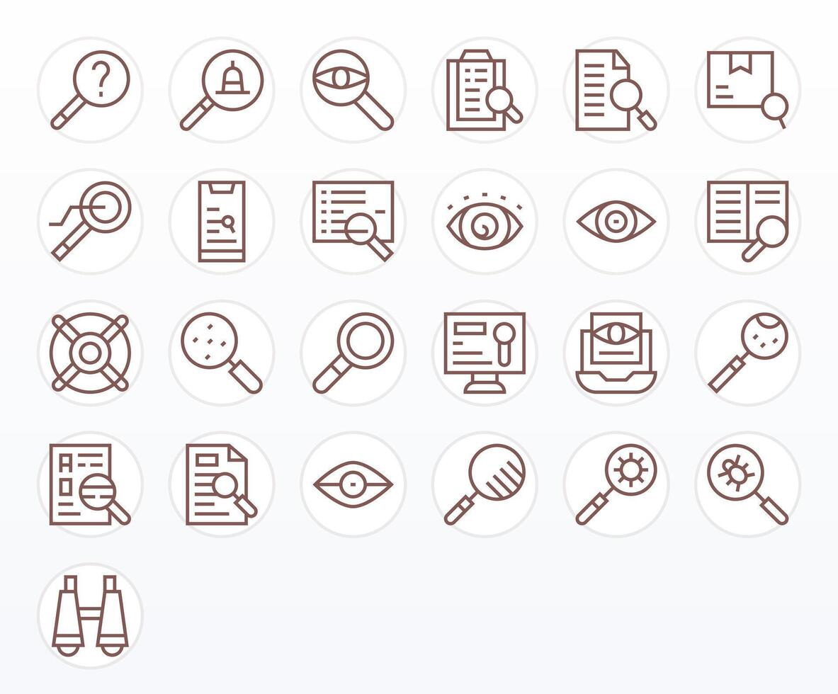 Examine Icon Repository containing 25 Regular Line Retina Ready PIXEL Perfect graphics vector