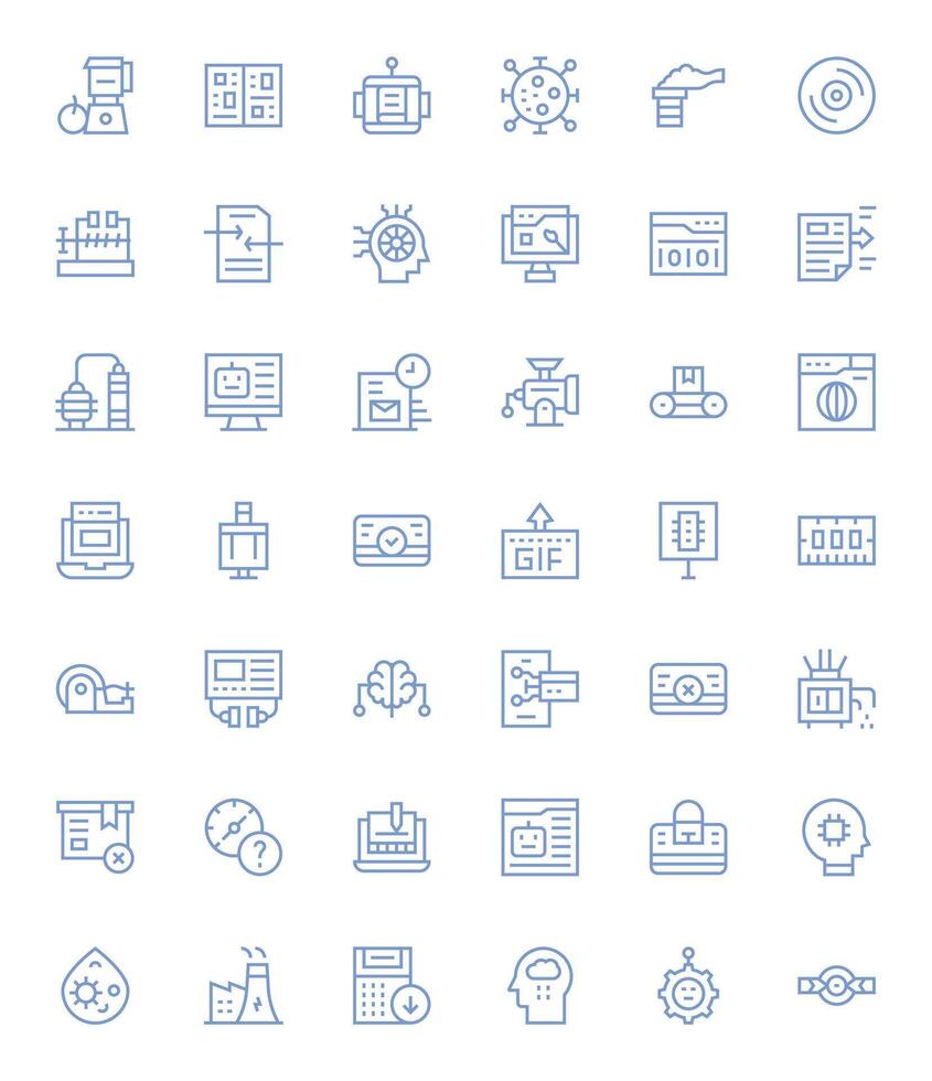 Processing Icon Toolkit featuring 42 Editable High Resolution Regular Line elements vector