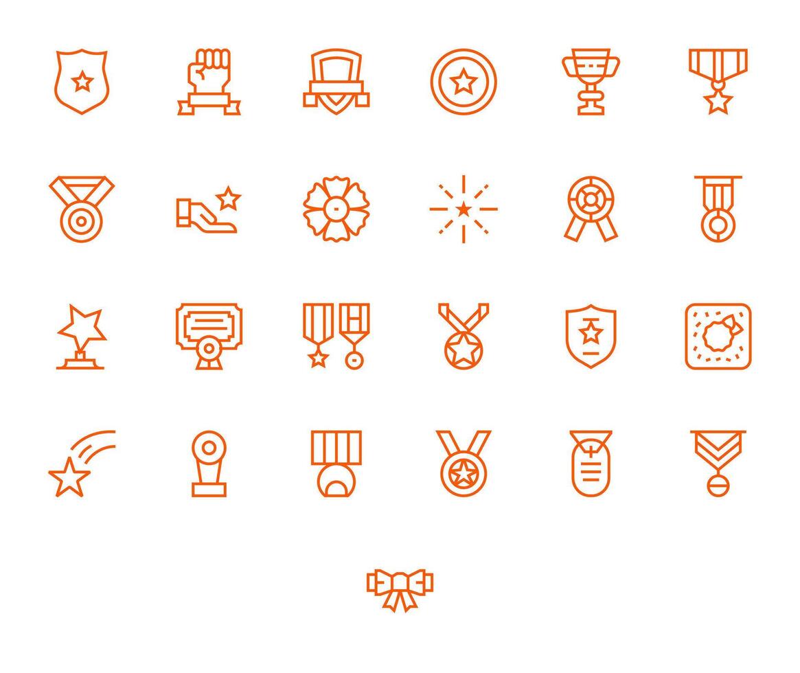 25 Regular Line Editable 128x128 Icons from Commendation Suite vector