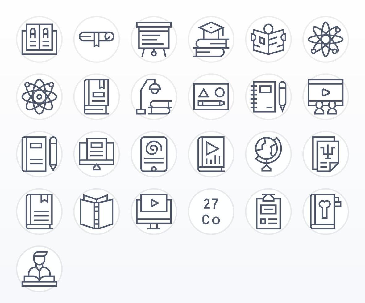 Education Comprehensive Bundle with 25 PIXEL Perfect Regular Line 256x256 Icons vector