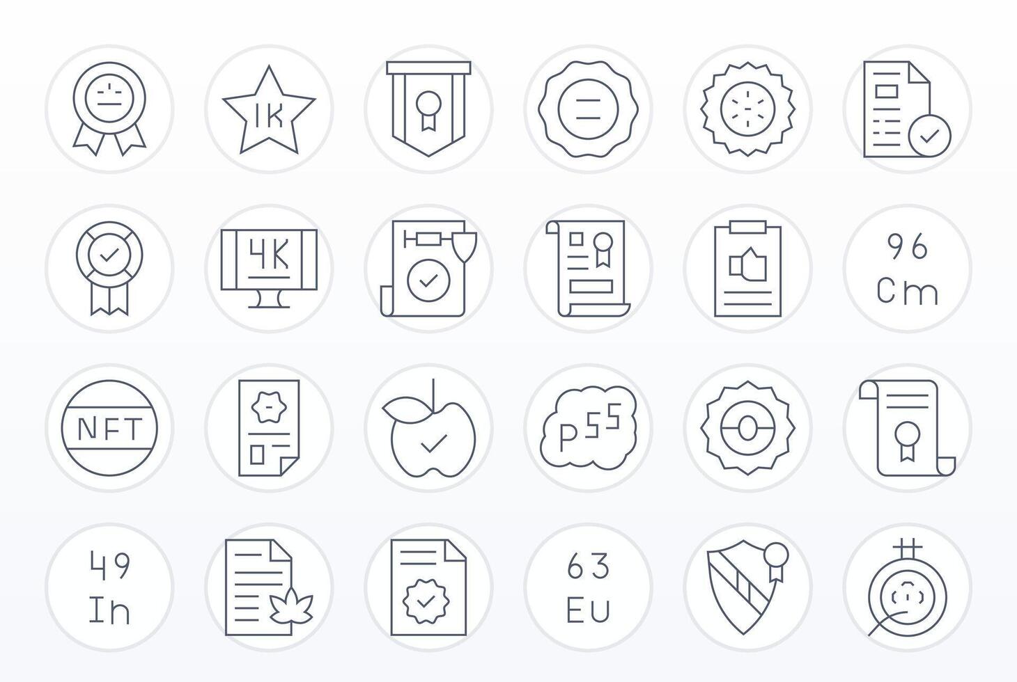 24 Thin Line Grid Fitted Designs for Standard High Resolution Icons vector