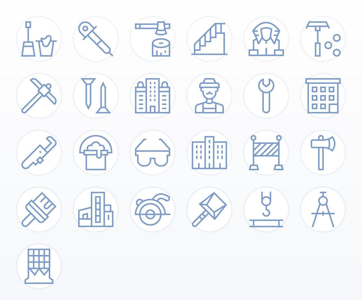 Regular Line Display Perfect Icons from Construction Set with 25 High Resolution Icons vector