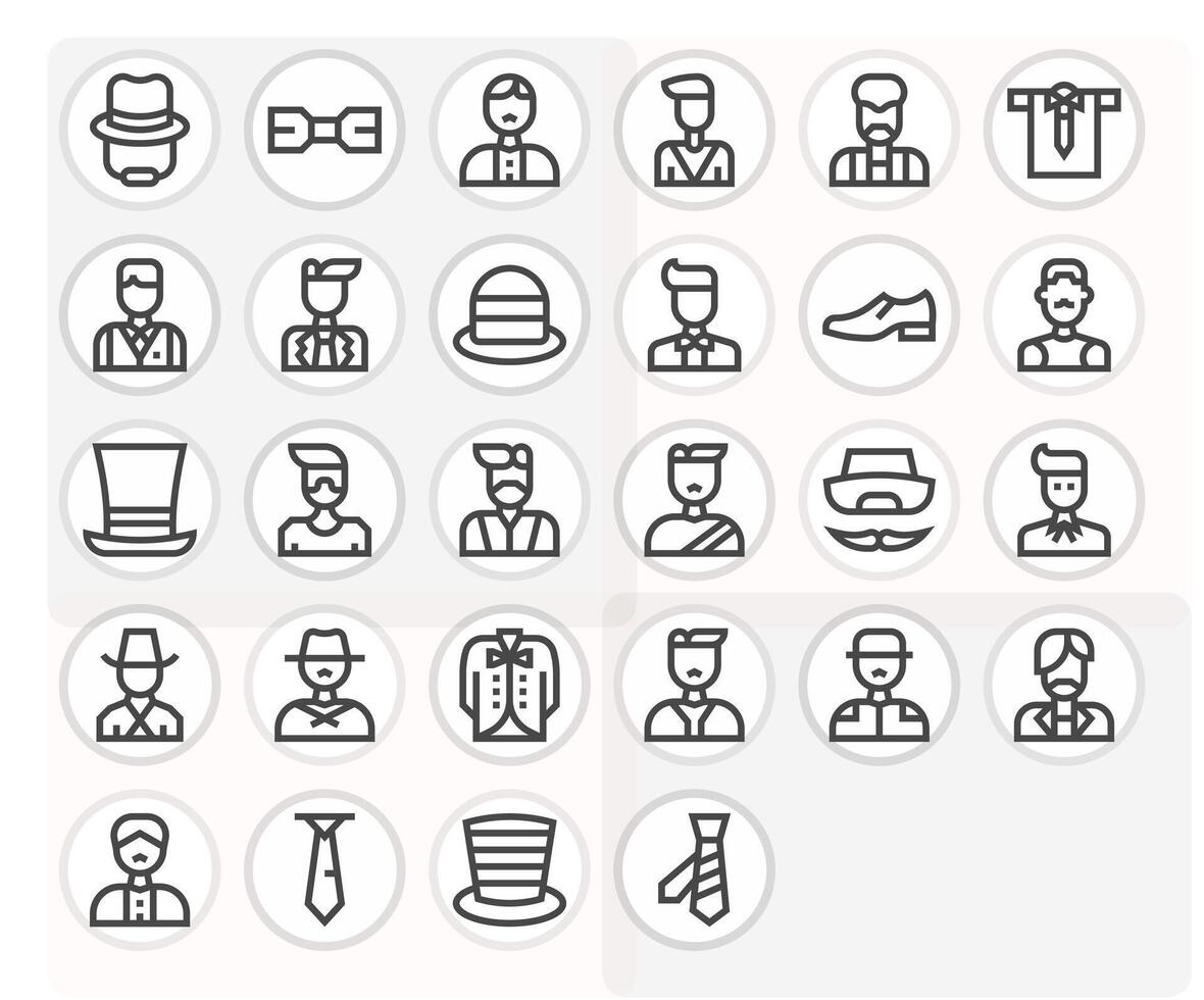 Gentleman Icon Toolkit featuring 28 Pixel Optimized 256x256 Bold Line elements vector
