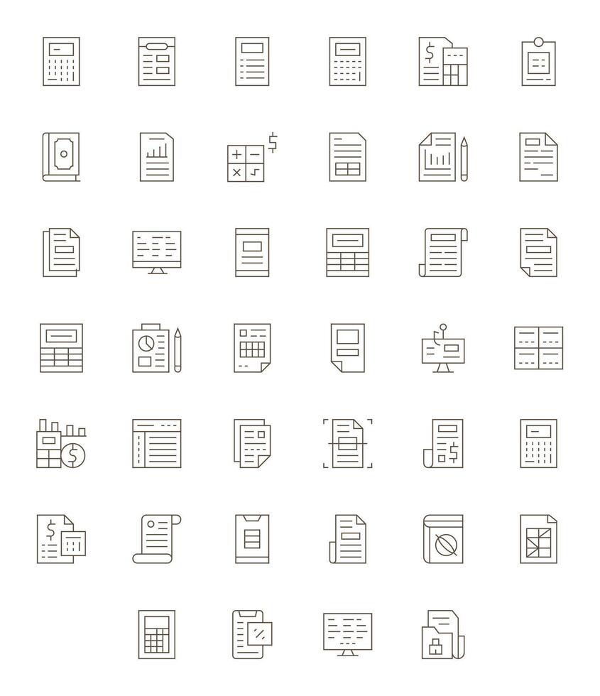 40 Thin Line PIXEL Perfect High Resolution Icons from Spreadsheet Suite vector
