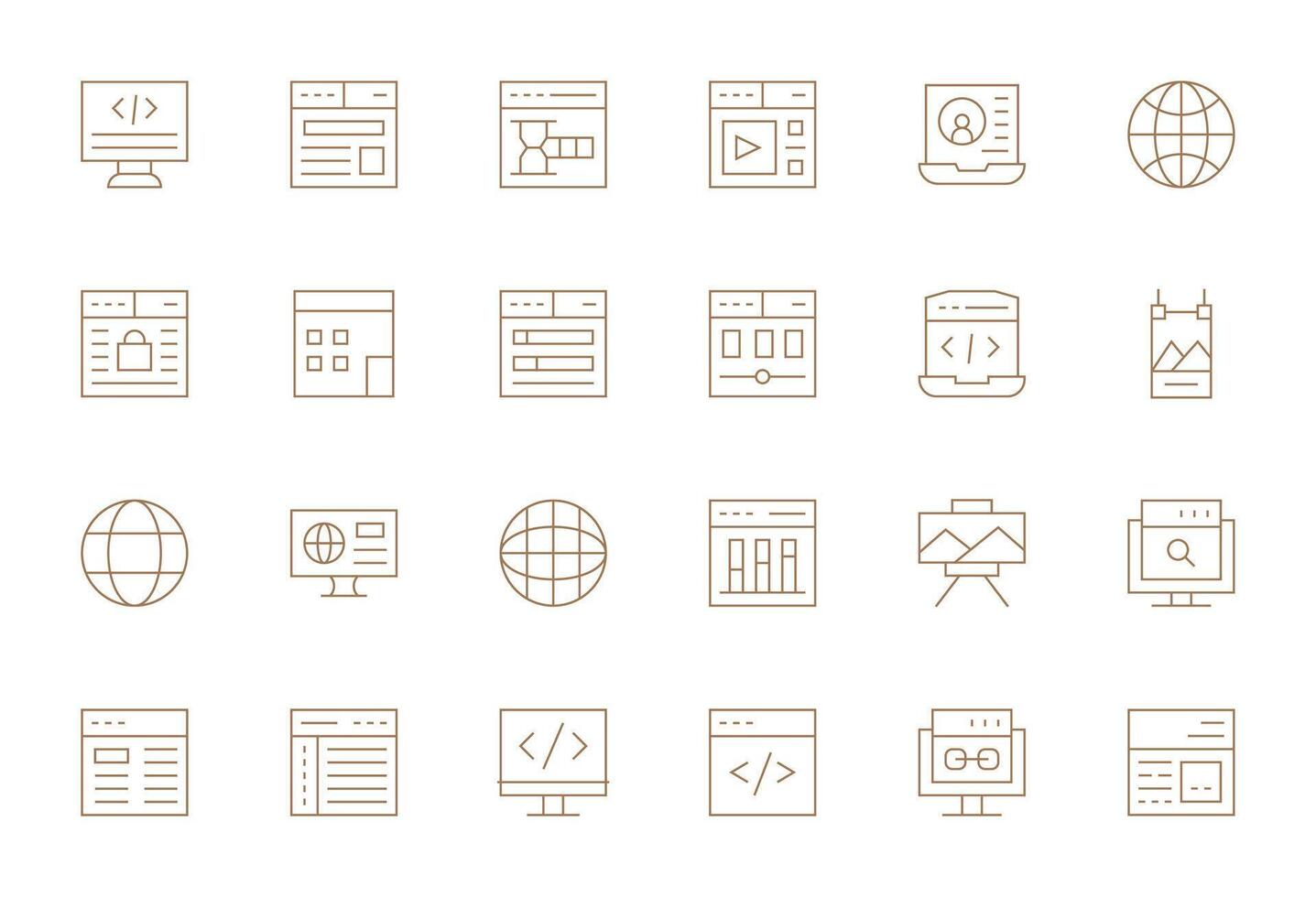 24 High Resolution Thin Line Detail Enhanced Icons for Web Page Projects vector