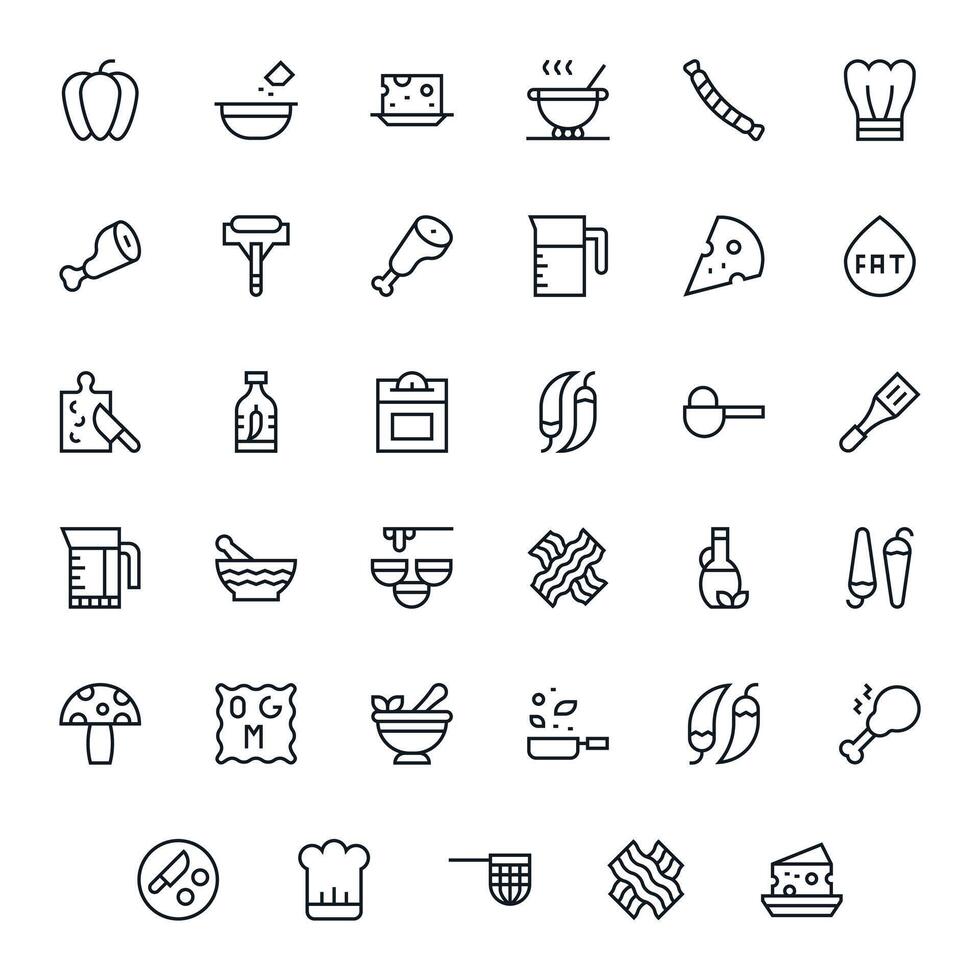 35 Icons for Ingredient optimized in Display Perfect 128x128 Regular Line resolution vector