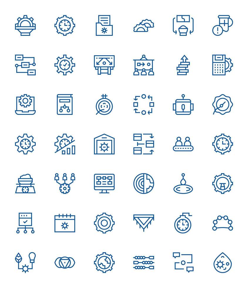 proceso escalable conjunto presentando 42 píxel optimizado regular línea alto resolución íconos vector