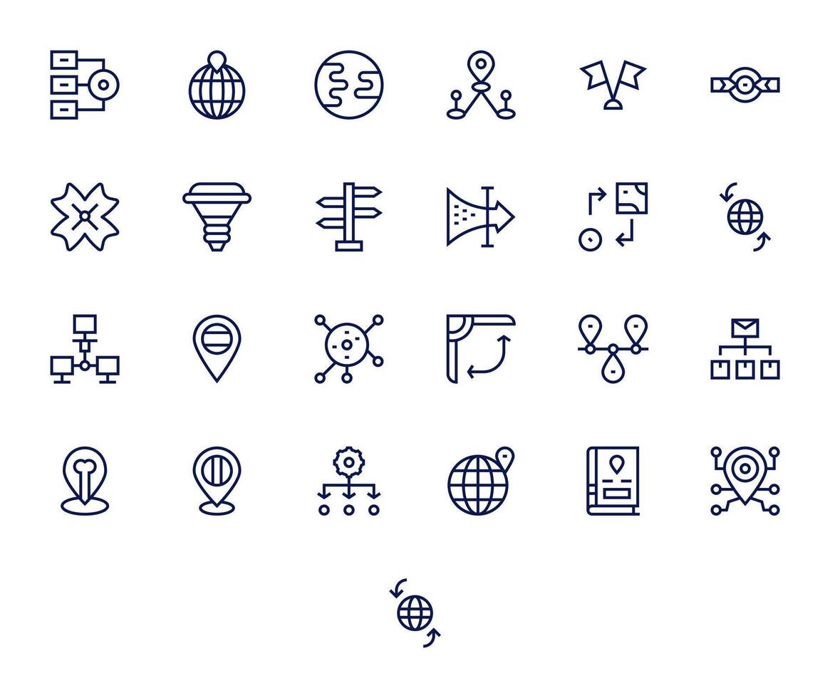 Routing Icon Repository containing 25 Regular Line 256x256 Grid Fitted graphics vector