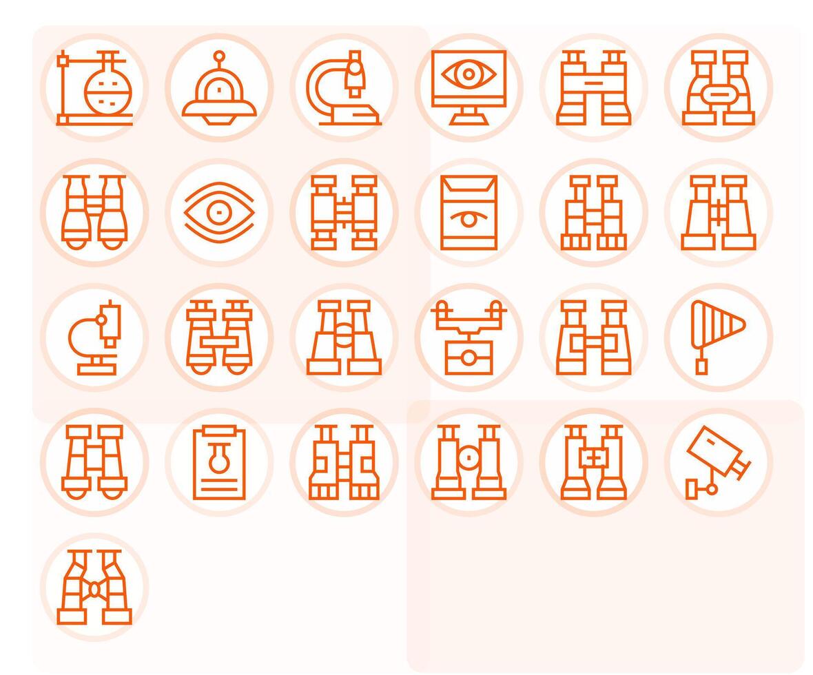 25 64x64 Icons for Observation in Editable Regular Line Format vector