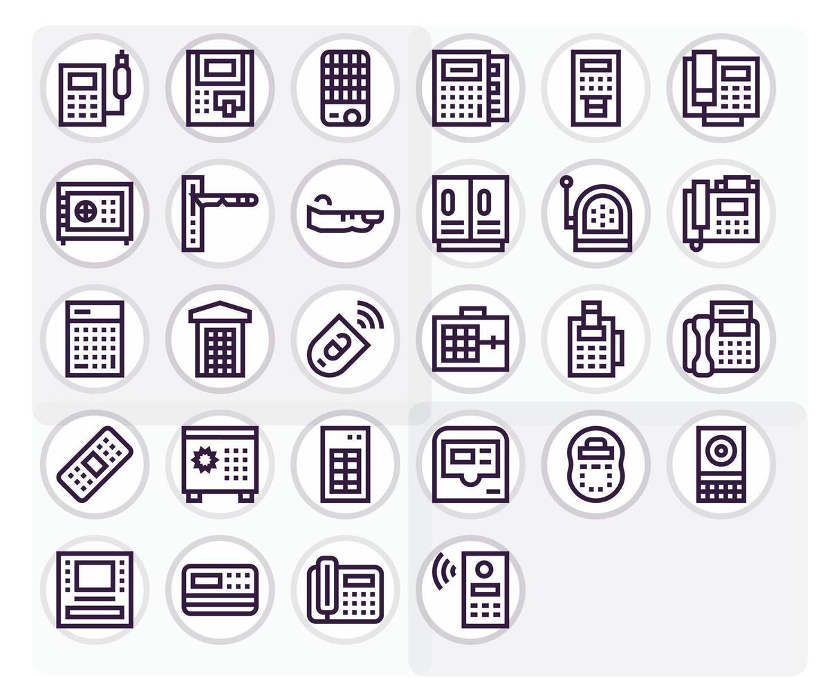 28 Bold Line Icons from Keypad in 64x64 Grid Fitted Quality vector