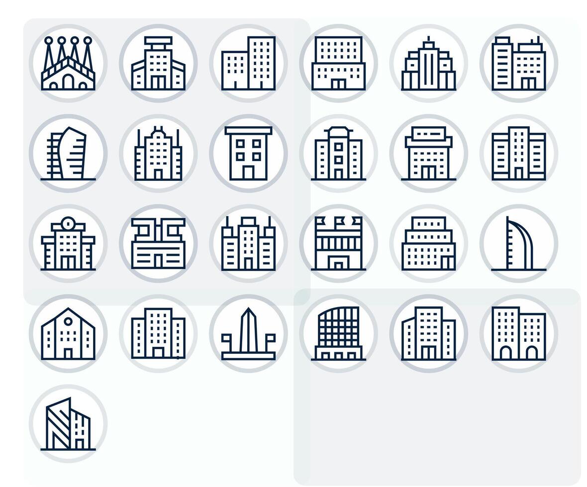 25 Regular Line Grid Fitted Icons tailored for Modern Architecture 256x256 interface vector
