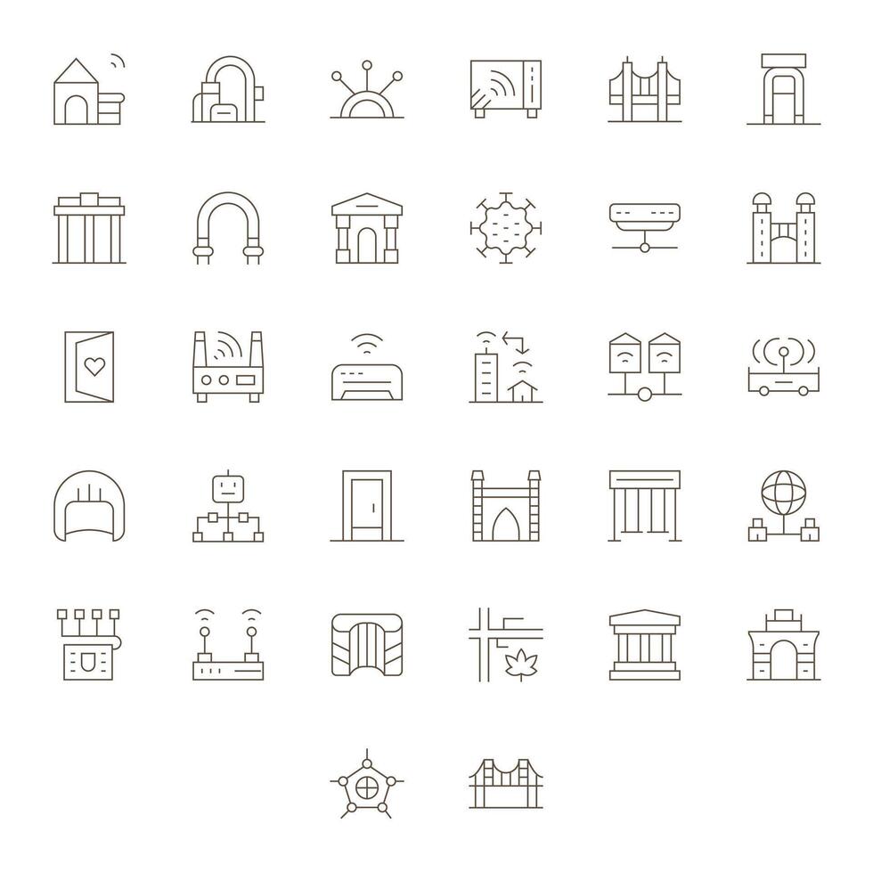 Gateway Icon Repository containing 32 Thin Line Retina Ready Editable graphics vector