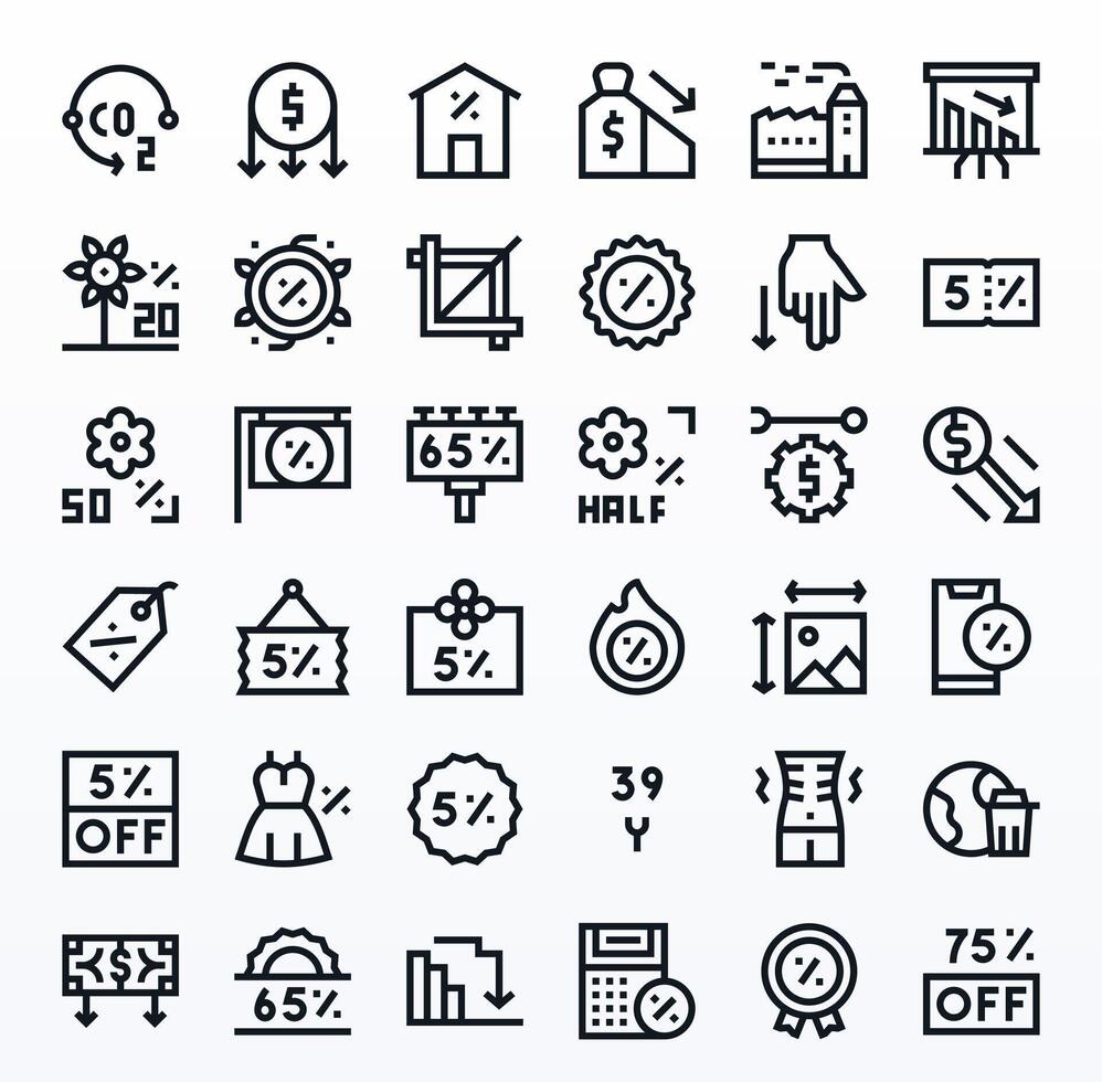 36 Bold Line Icons designed for Reduction in 256x256 Pixel Aligned format vector