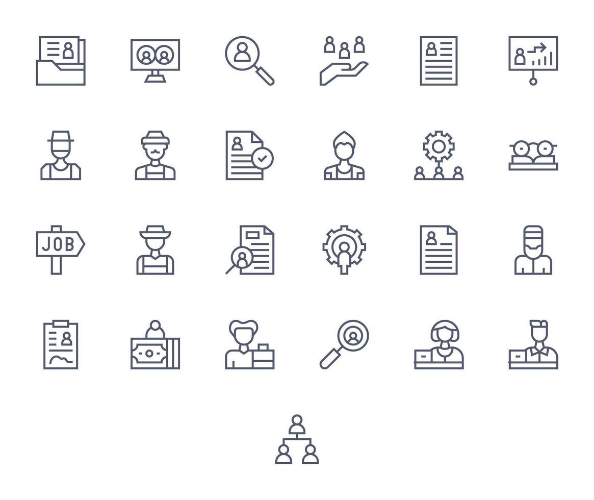 Human Resources Graphics Pack including 25 Regular Line 256x256 Display Perfect Icons vector