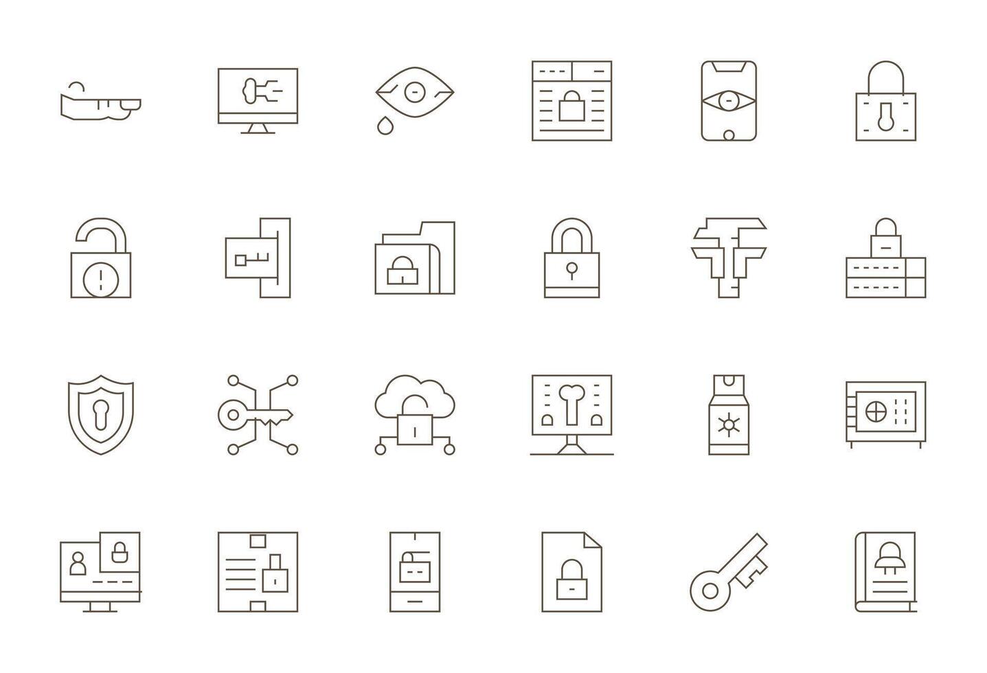 24 Thin Line Detail Enhanced Icons tailored for Password High Resolution interface vector