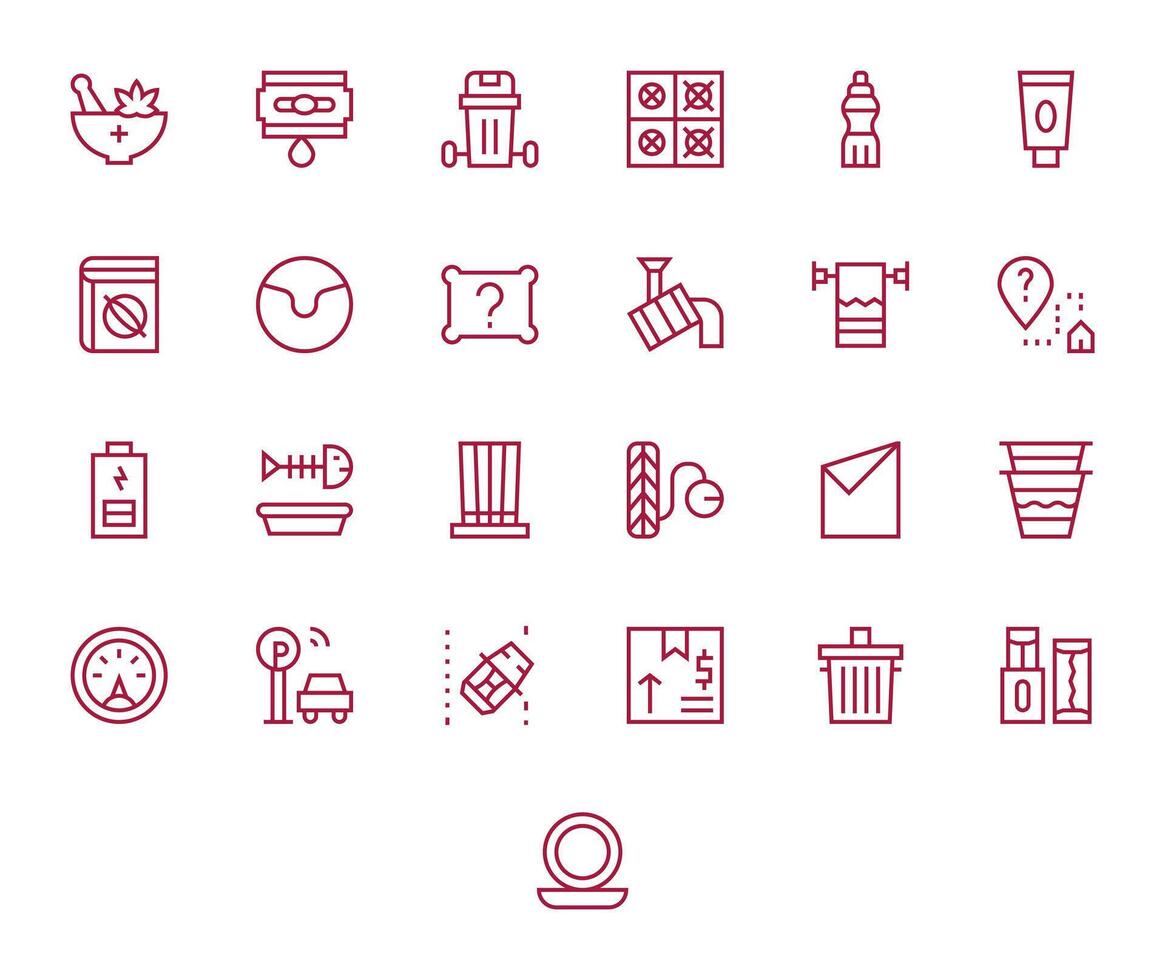 Empty Comprehensive Bundle with 25 Grid Fitted Regular Line 64x64 Icons vector