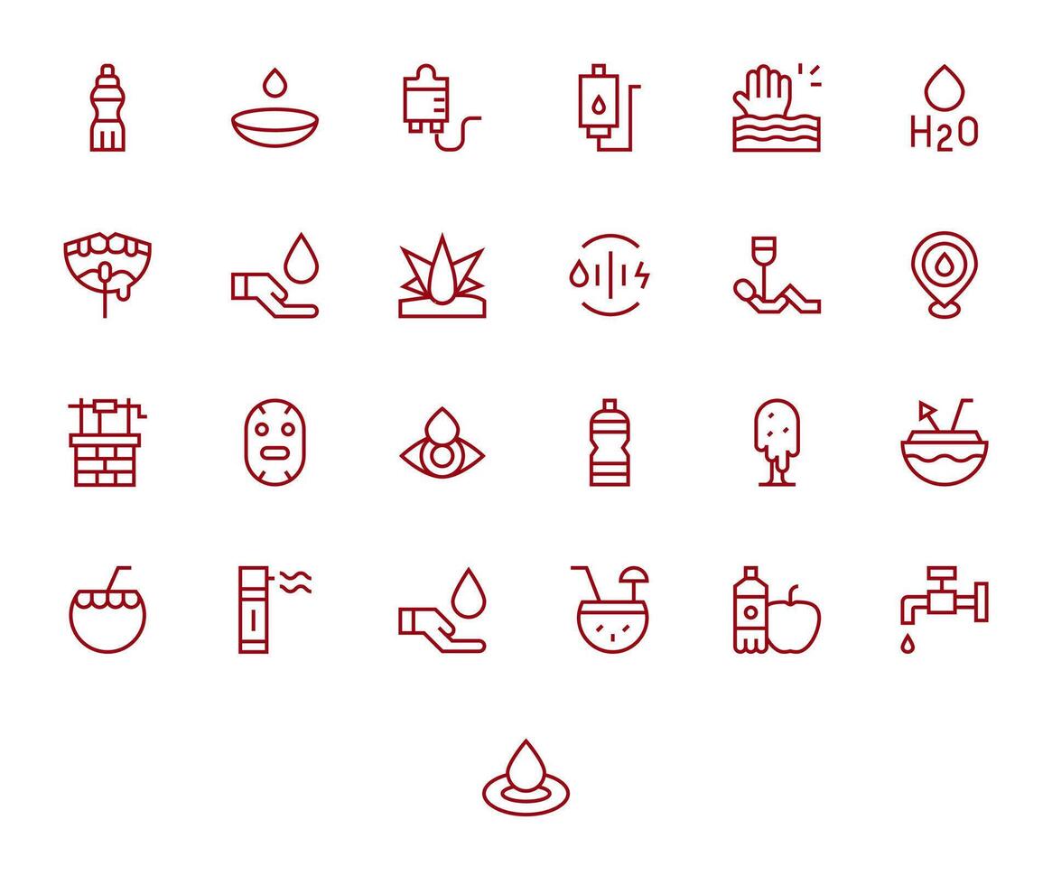 Hydration Icon Toolkit featuring 25 PIXEL Perfect 256x256 Regular Line elements vector