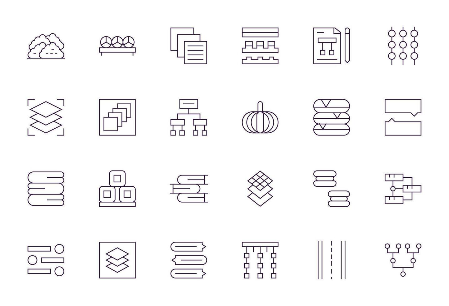 24 íconos para agrupamiento optimizado en píxel alineado alto resolución Delgado línea resolución vector