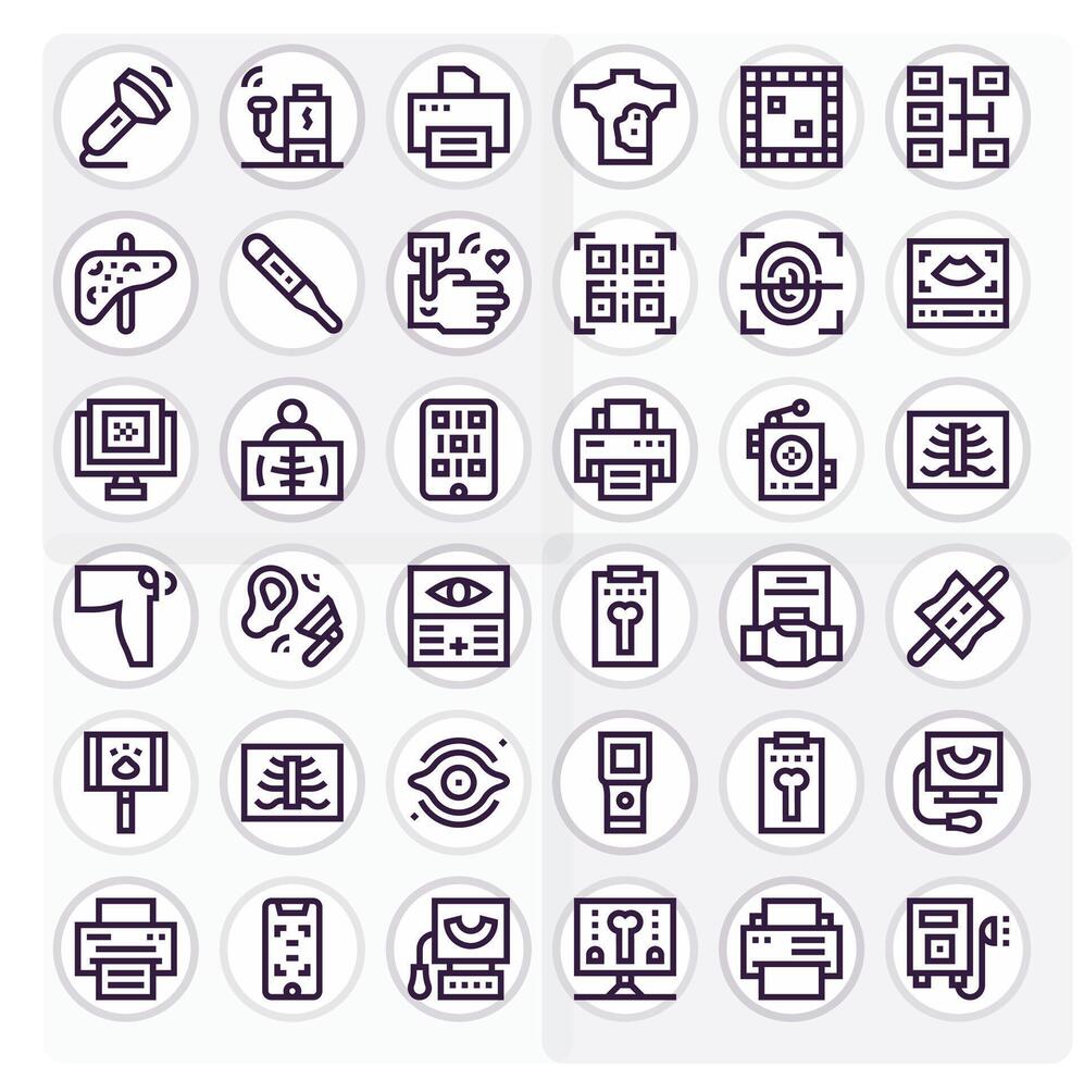 Scan Comprehensive Bundle with 36 Editable Bold Line Retina Ready Icons vector