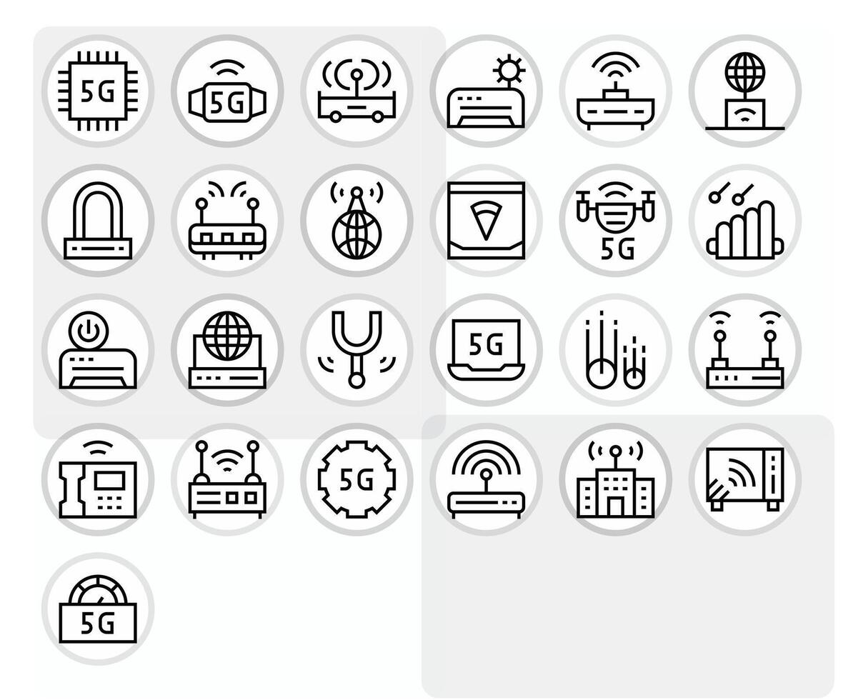 Modem Comprehensive Bundle with 25 Pixel Aligned Regular Line 64x64 Icons vector
