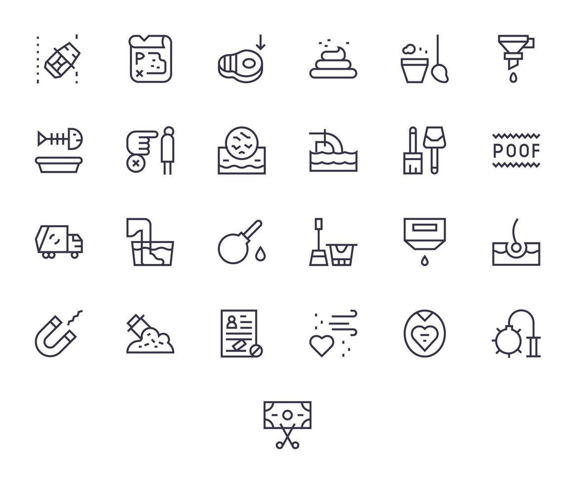 Removal Grid Fitted Set with 25 High Resolution Regular Line Icons vector