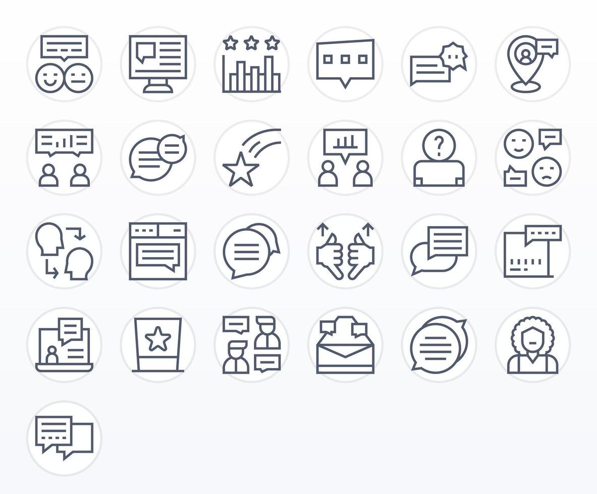 User Feedback Icon Repository containing 25 Regular Line Retina Ready PIXEL Perfect graphics vector