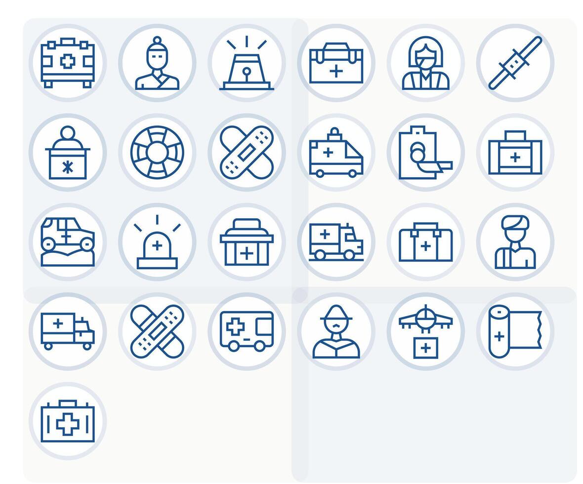 First Responder Visual Pack containing 25 Regular Line Pixel Aligned Icons vector