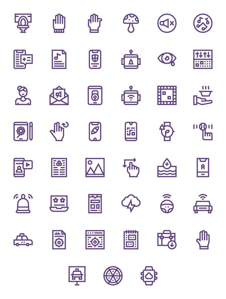 45 Grid Fitted Bold Line Icons from App Collection vector