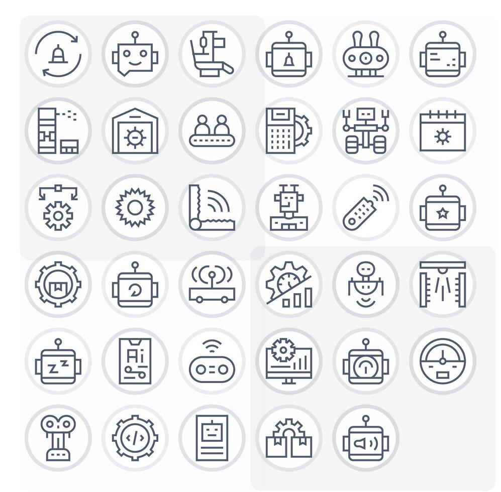 35 Pixel Optimized Regular Line Icons designed for Automation Interface vector
