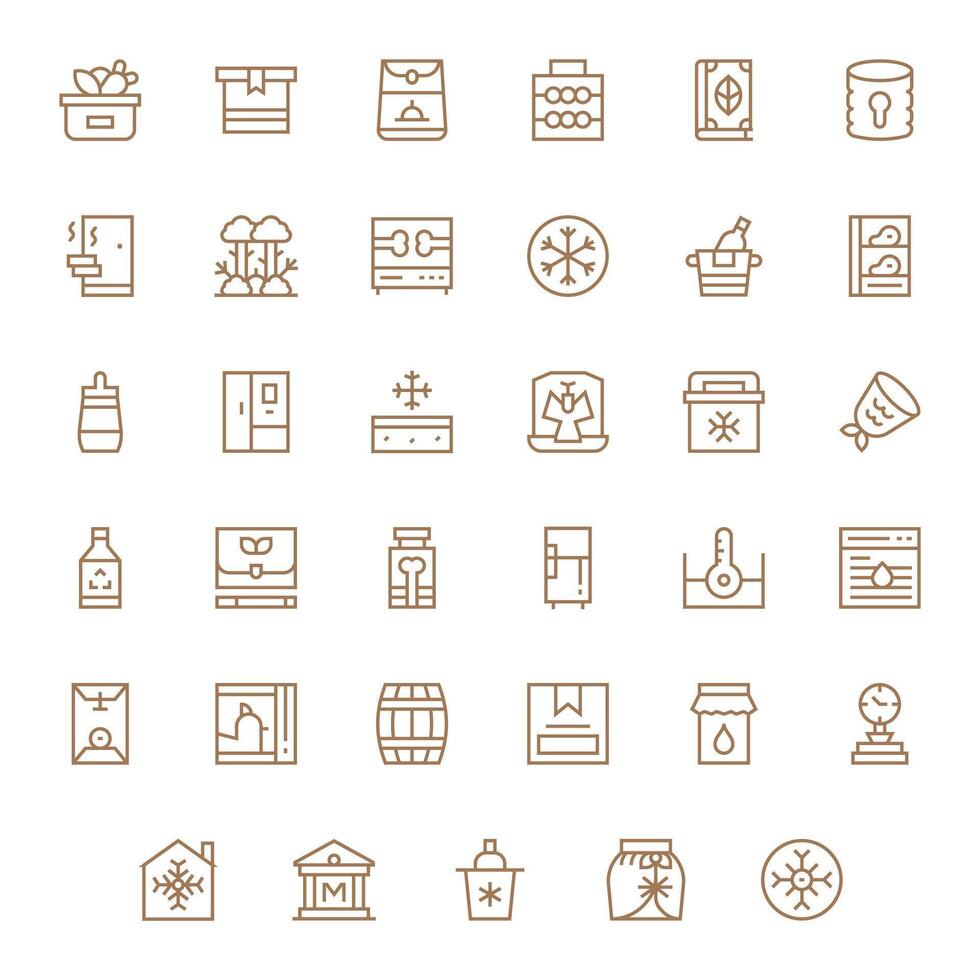 35 Grid Fitted Icons themed around Preservation in High Resolution Regular Line format vector