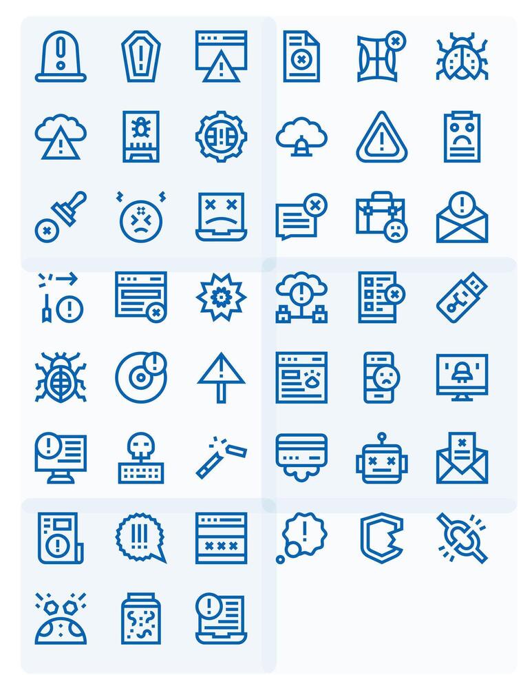 45 Icons for Error optimized in Editable 128x128 Bold Line resolution vector