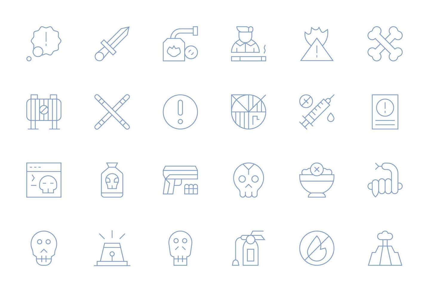 24 Pixel Optimized Thin Line Icons designed for Danger Interface vector