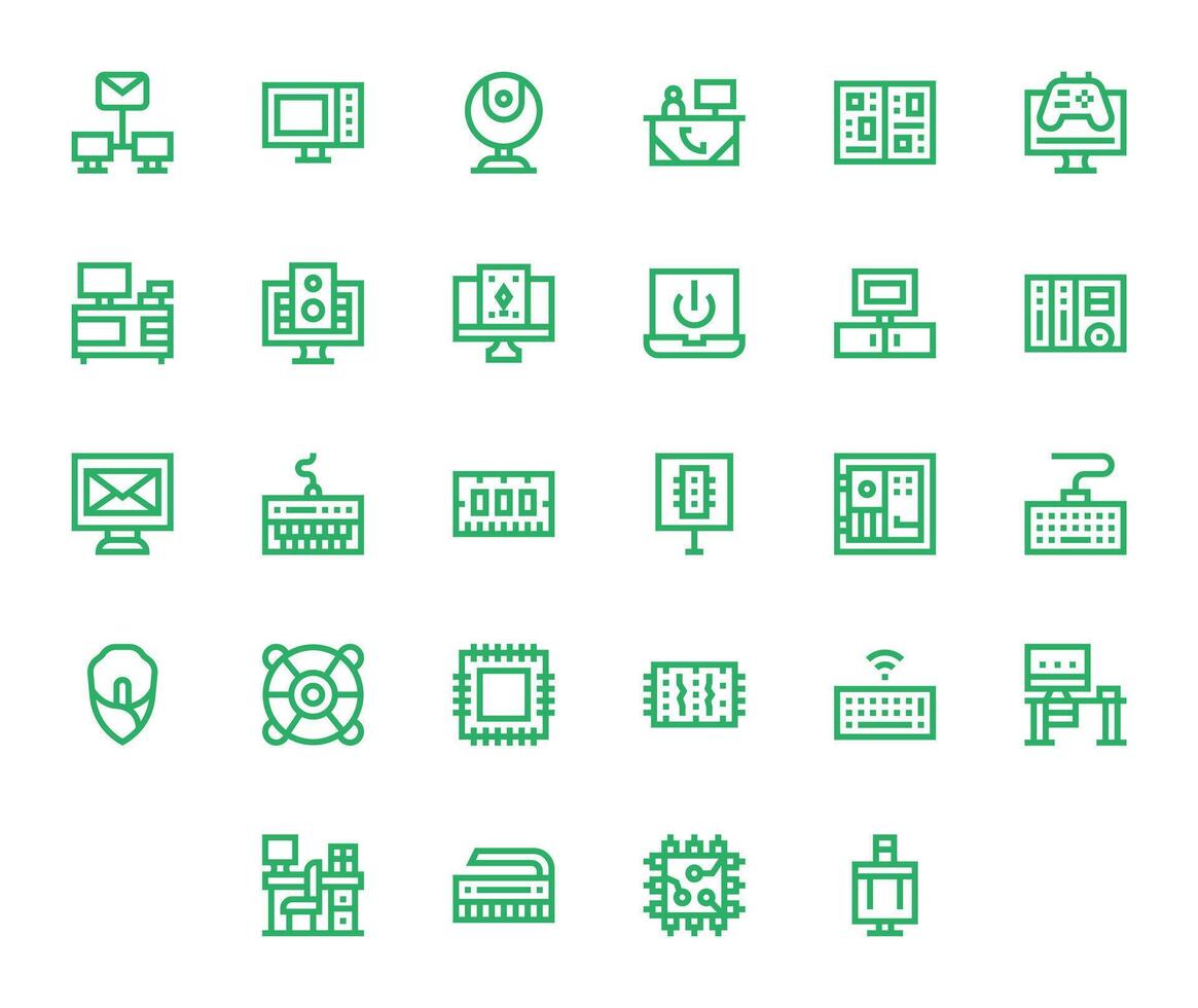 Pc Icon Set with 28 Bold Line 256x256 Display Perfect Graphics vector