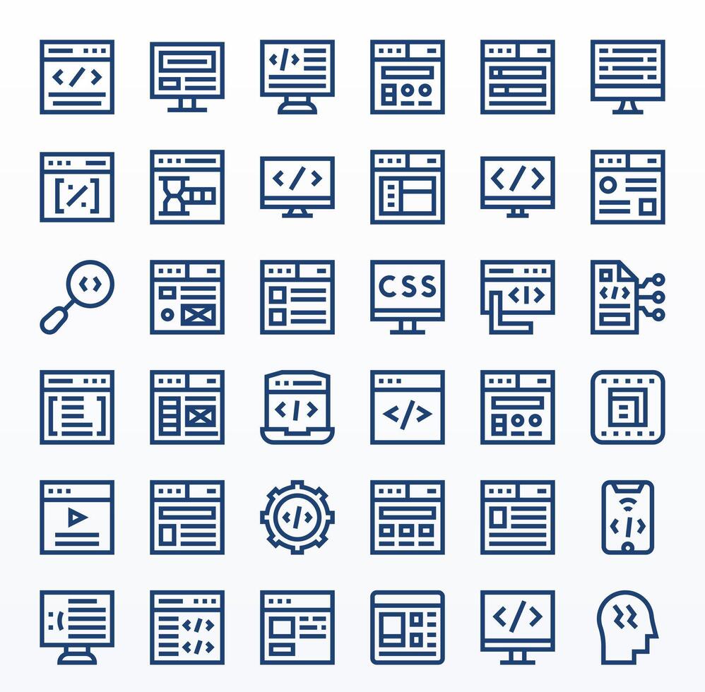 36 píxel optimizado negrita línea íconos diseñado para html interfaz vector