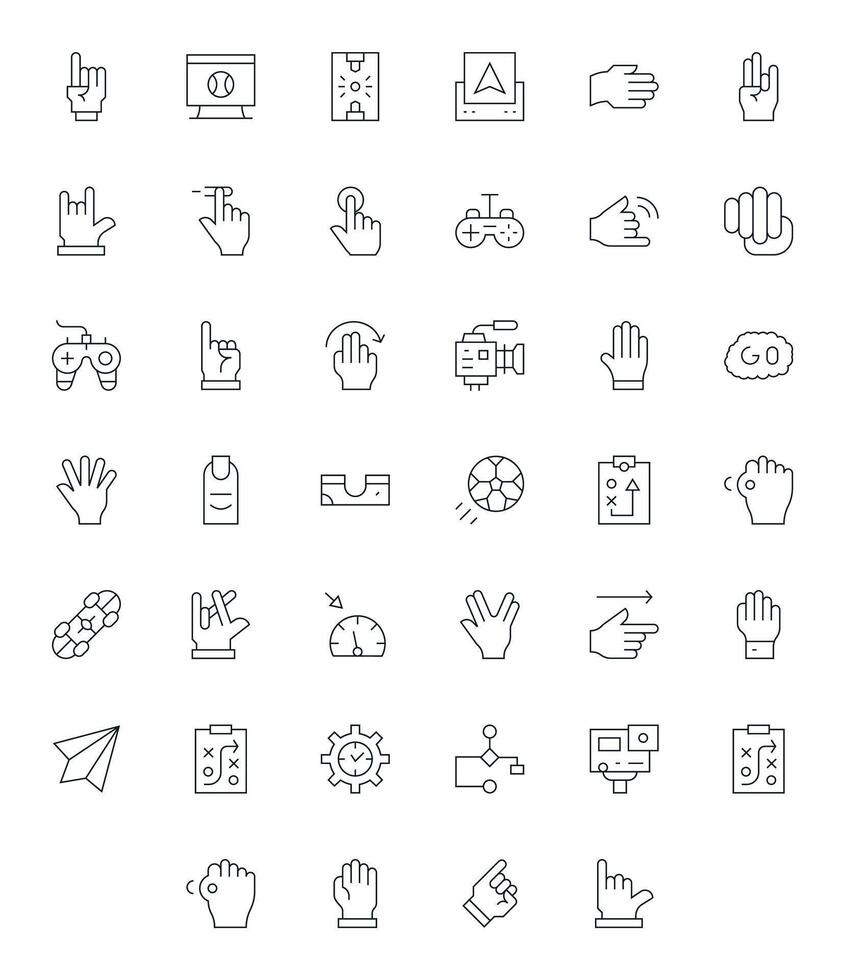 Action Icon Collection featuring 40 Editable High Resolution Thin Line Designs vector