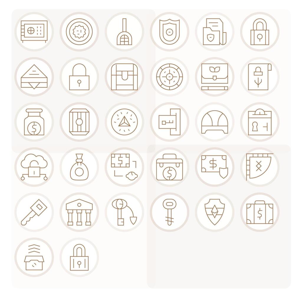 32 Thin Line Icons from Vault in 128x128 Pixel Aligned Quality vector