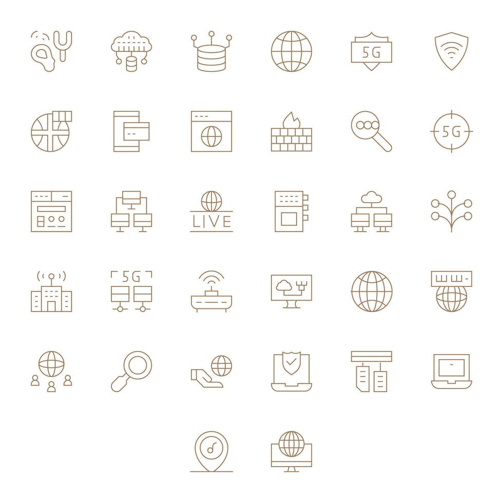 Internet Modern Collection with 32 Thin Line 256x256 Pixel Aligned Icons vector
