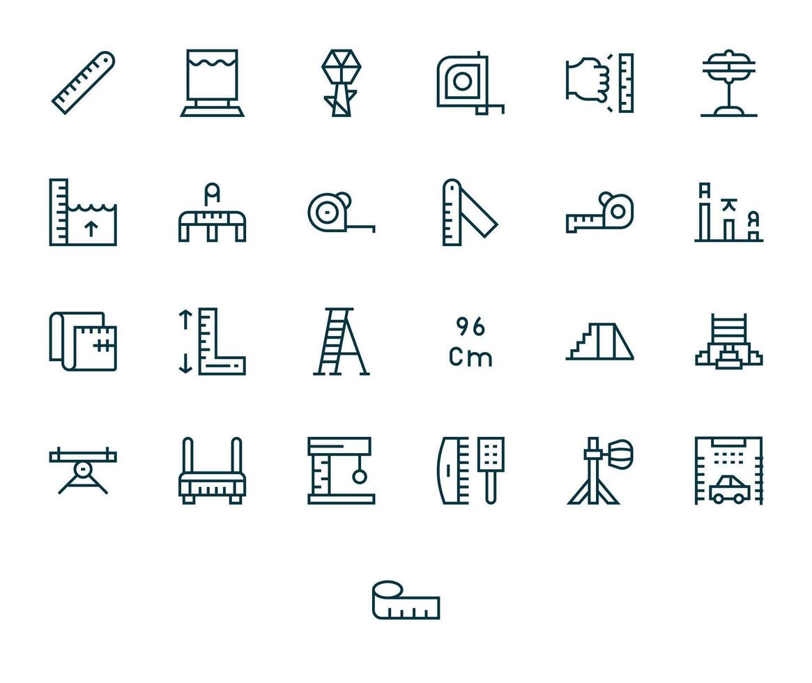 25 Regular Line Display Perfect High Resolution Icons from Height Suite vector