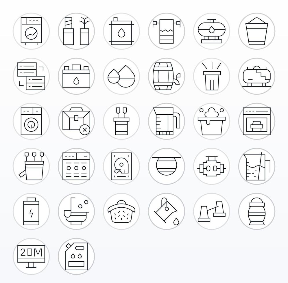32 128x128 Icons for Capacity in Detail Enhanced Thin Line Format vector
