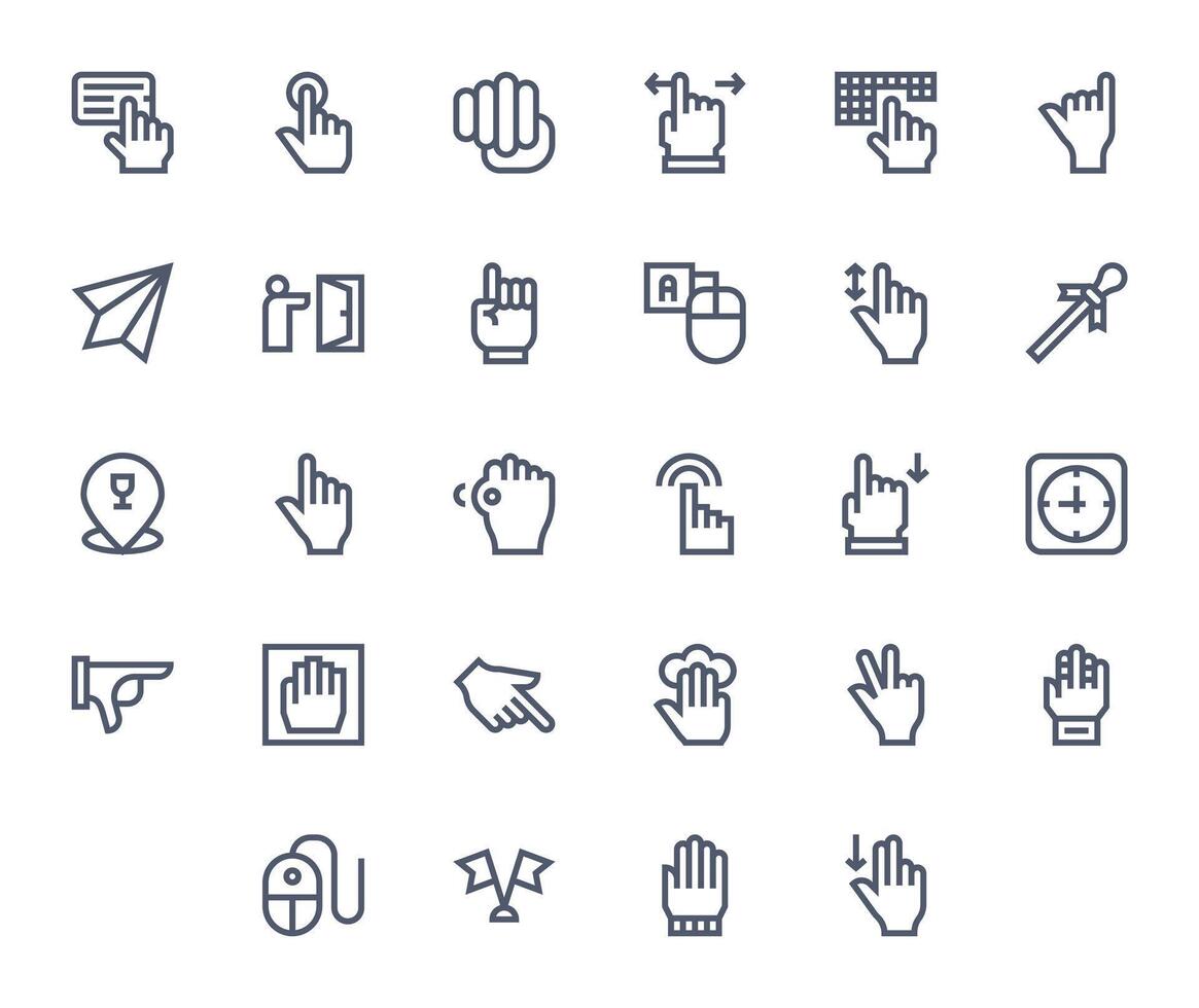 28 High Resolution Icons for Pointer in Pixel Aligned Bold Line Format vector
