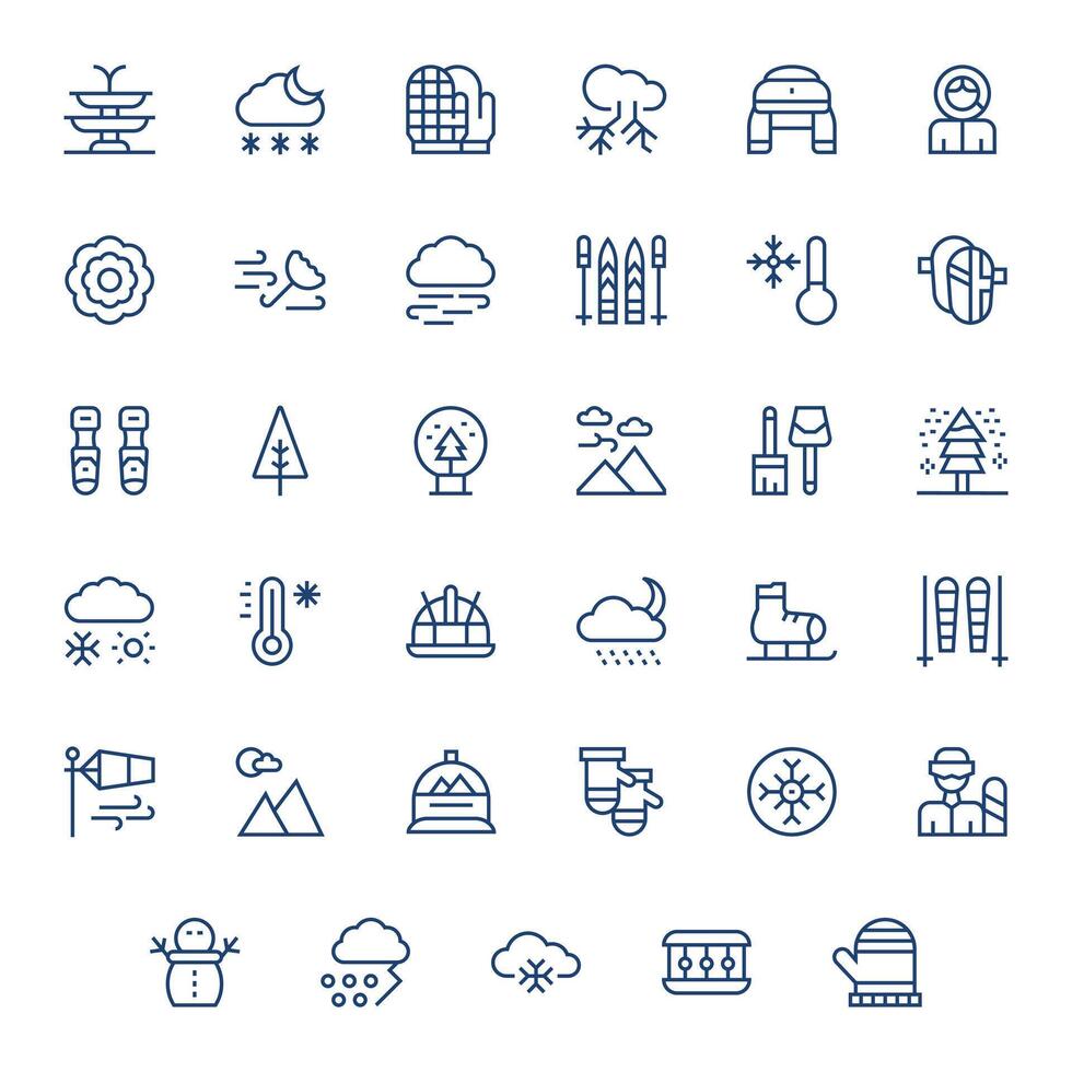 regular línea editable íconos desde nieve conjunto con 35 alto resolución íconos vector