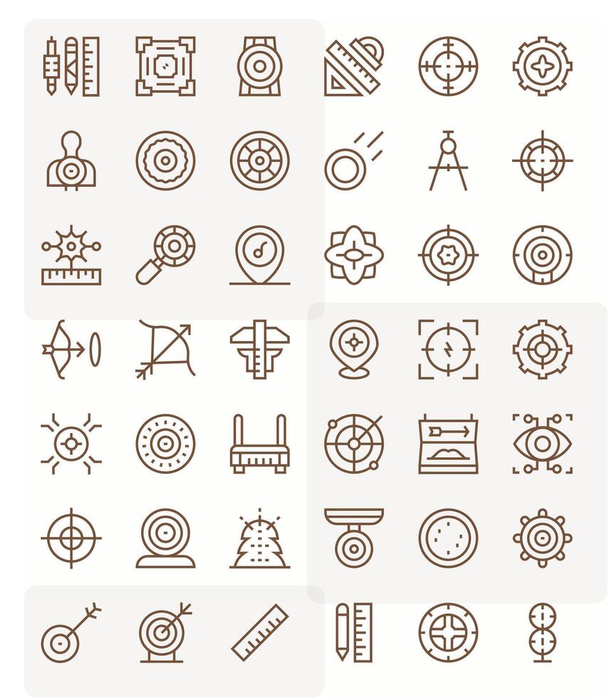 Regular Line Style Accuracy Icons with 42 64x64 Pixel Optimized Designs vector