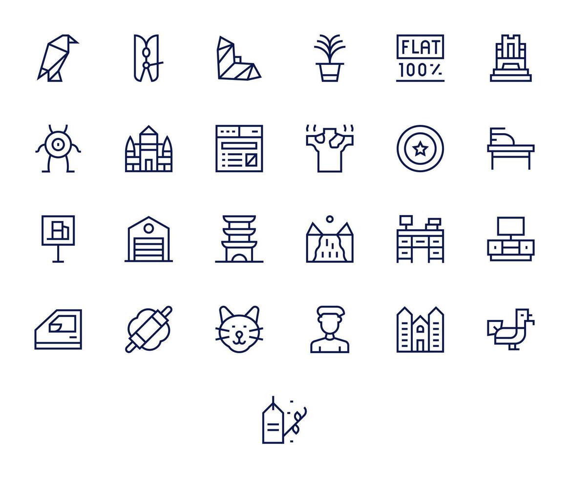 25 256x256 Regular Line Icons optimized for Flat Pixel Optimized display vector