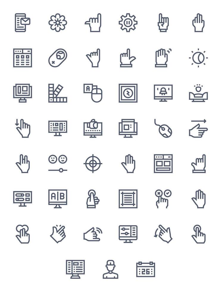 Ui Retina Ready Icon Pack with 45 Bold Line Pixel Optimized Elements vector