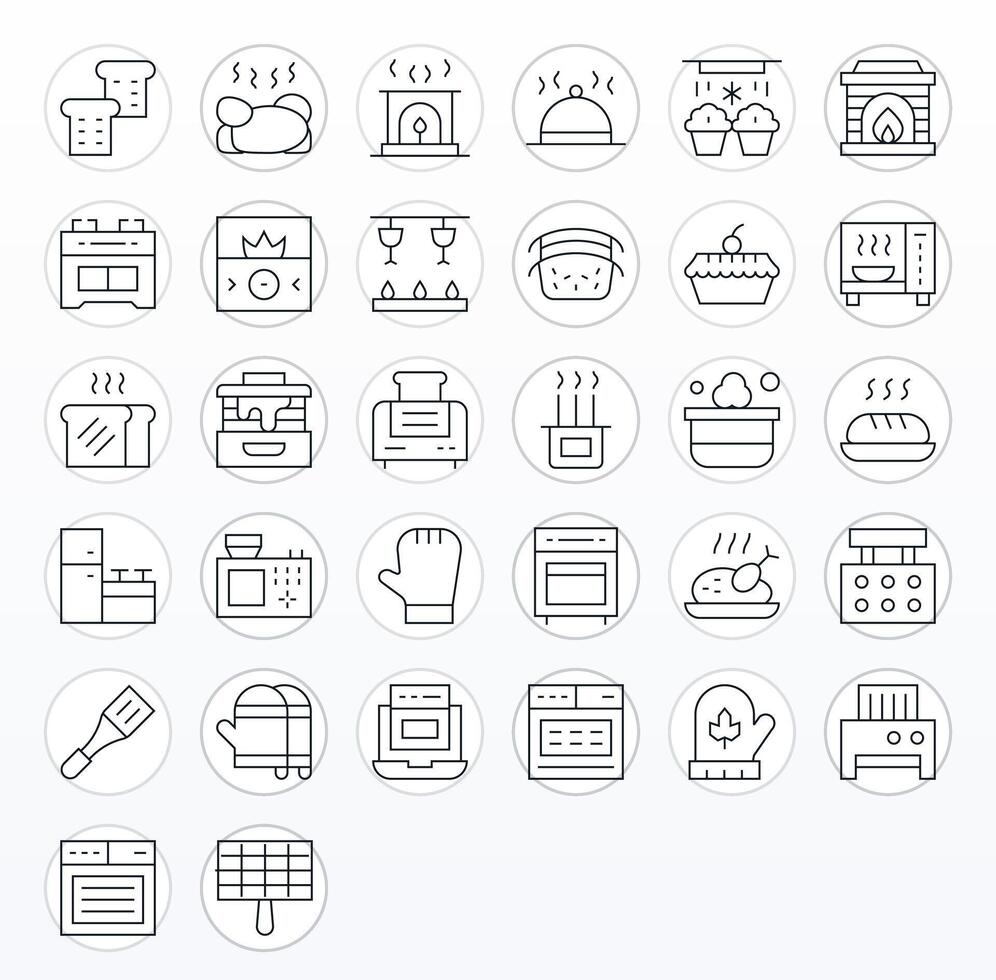 Oven Icon Repository containing 32 Thin Line 64x64 PIXEL Perfect graphics vector